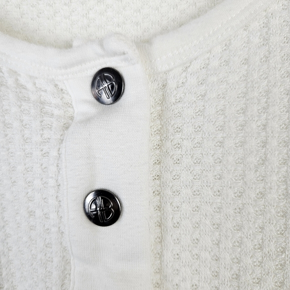 ANINE BING Textured Henley Top In White Size Small - Picture 7 of 10